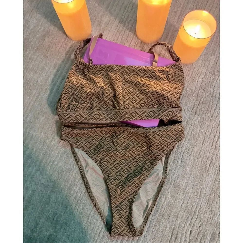 FENDI X SKIMS SCOOP NECK BRALETTE SWIM TOP LOGO